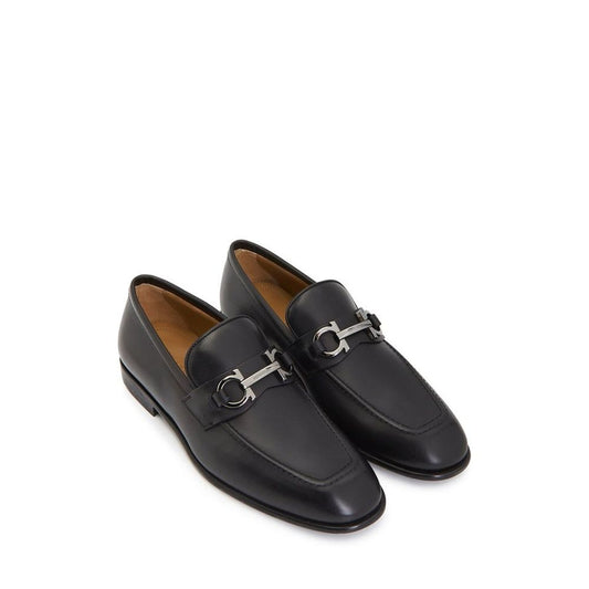 Salvatore Ferragamo Black Calfskin Slip-On Loafers