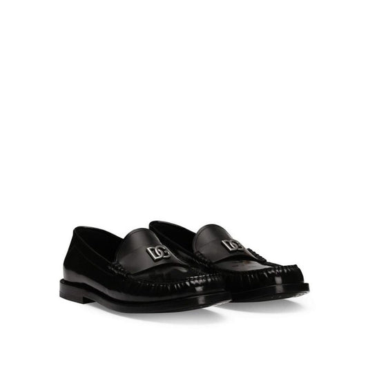 Dolce & Gabbana Black Calfskin Slip-On Loafers