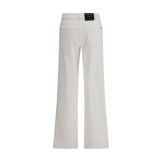 7FOR White Cotton Straight-Leg Jeans