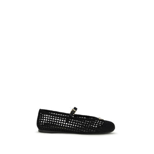 Prada Black Cotton Ballet Flats