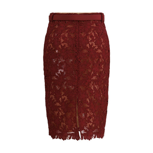 Self-Portrait Bordeaux Polyester Midi Skirt