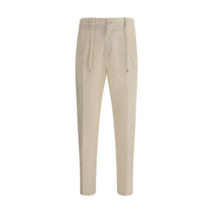Cruna Beige Cotton Casual Pants