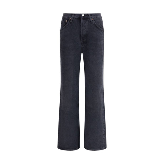 Agolde Black Recycled Cotton Straight-Leg Jeans