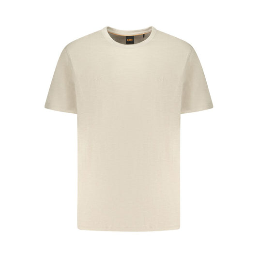 Hugo Boss Beige Cotton Men T-Shirt