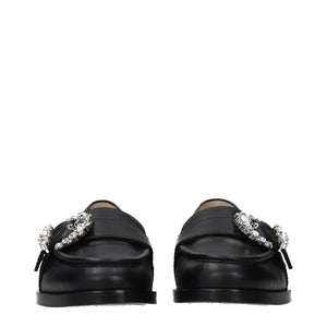 Jimmy Choo Black Leather Slip-On Loafers