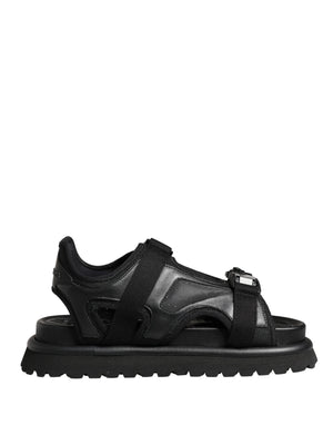 Dolce & Gabbana Black Logo Detailed Men Chunky Sandals Shoes
