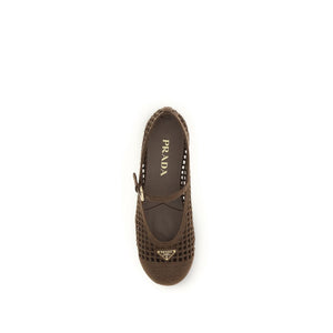 Prada Brown Cotton Ballet Flats