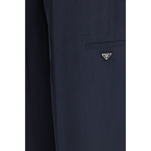 Prada Blue Silk Casual Pants
