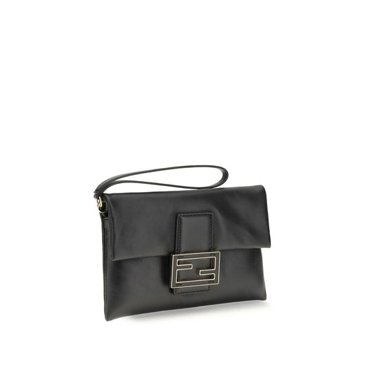 Fendi Black Lamb Ovis Aries Aries Clutch Bag