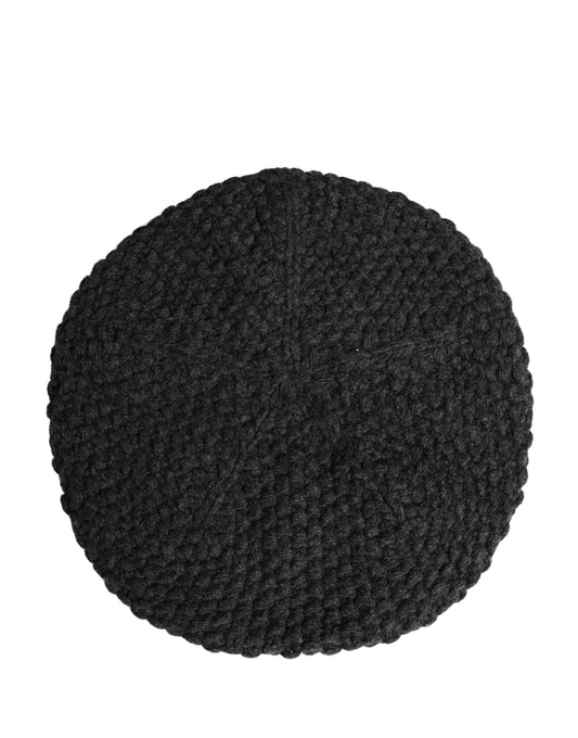 Dolce & Gabbana Black Virgin Wool Knitted Winter Beret Hat