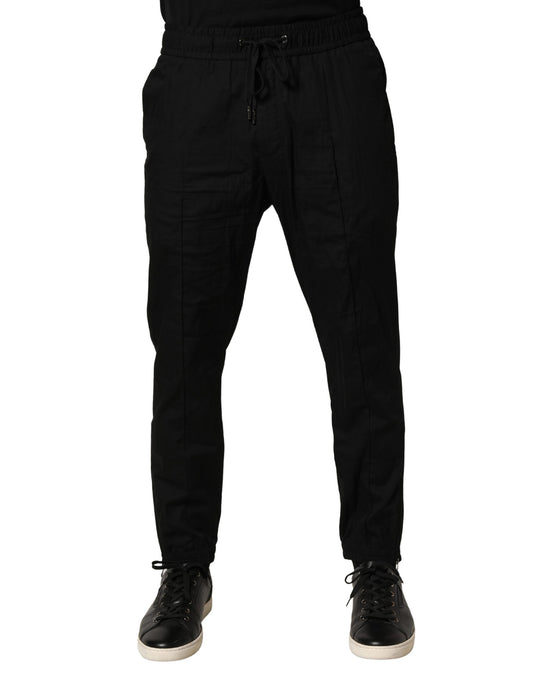 Dolce & Gabbana Black Cotton Skinny Men Jogger Trouser Pants