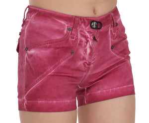 PLEIN SUD Pink Mid Waist Cotton Mini Denim Shorts