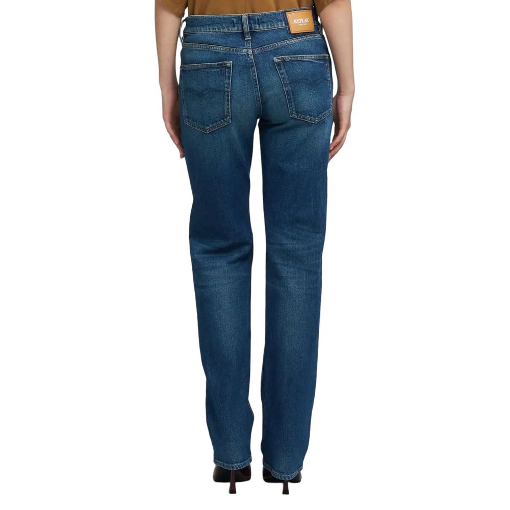 Replay Blue Cotton Mom Jeans