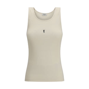 Saint Laurent Beige Cotton Tank Tops