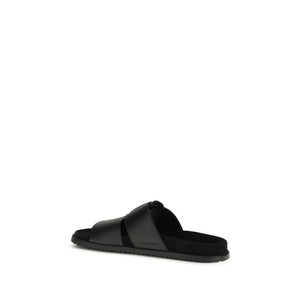 Dolce & Gabbana Black Calf Leather Bos Taurus Sandals