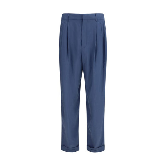Saint Laurent Blue Silk Dress Pants