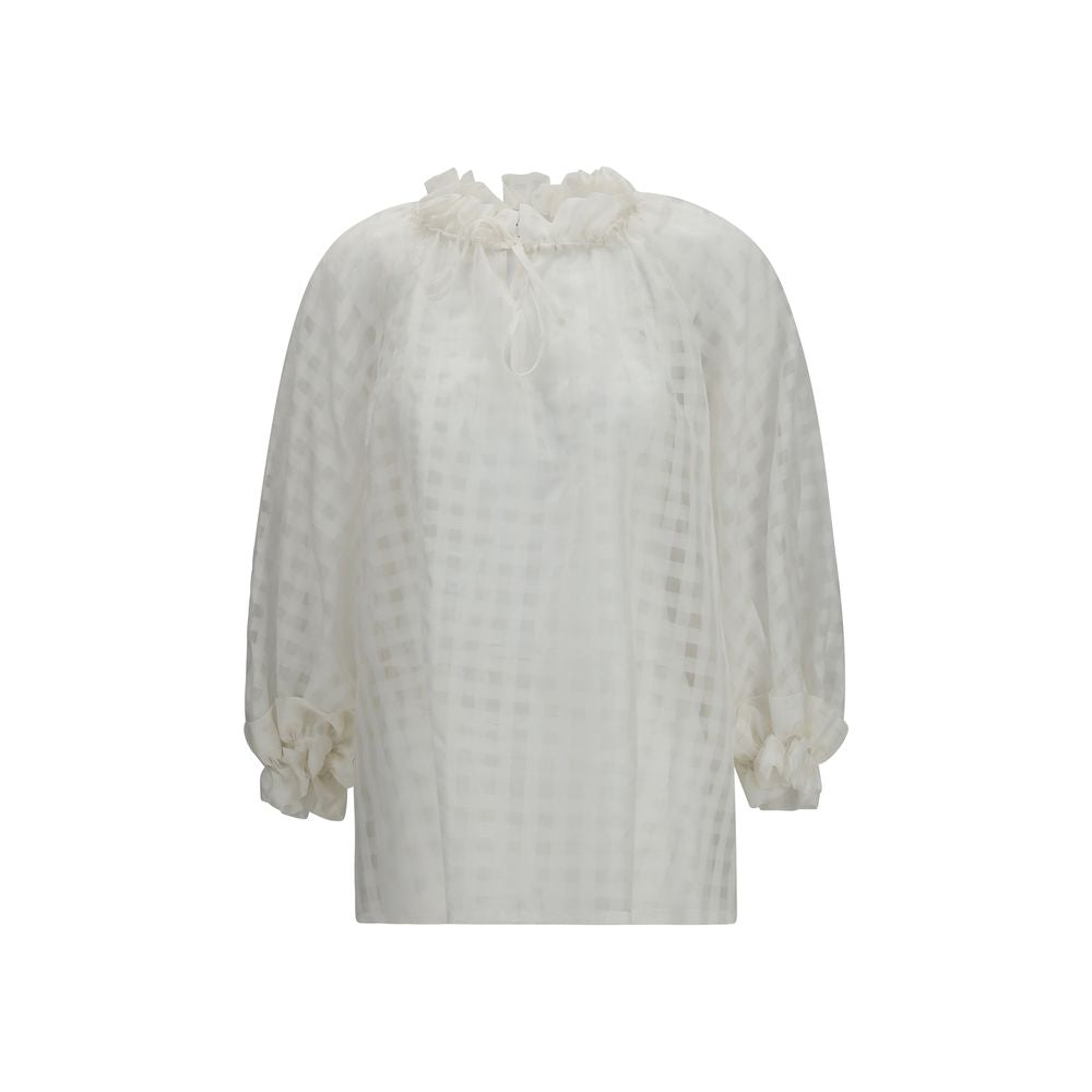 Sara Roka White Cotton Pattern Shirt