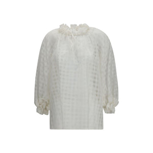 Sara Roka White Cotton Pattern Shirt