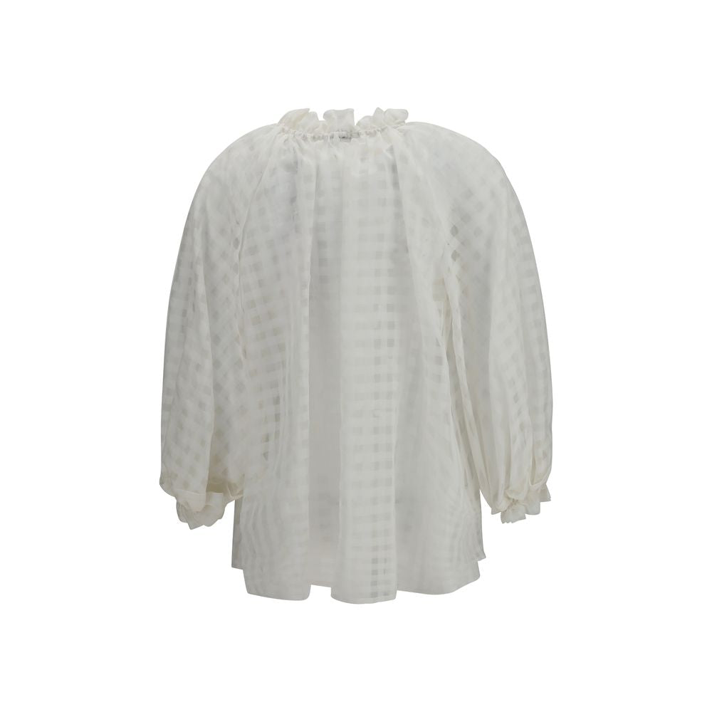 Sara Roka White Cotton Pattern Shirt