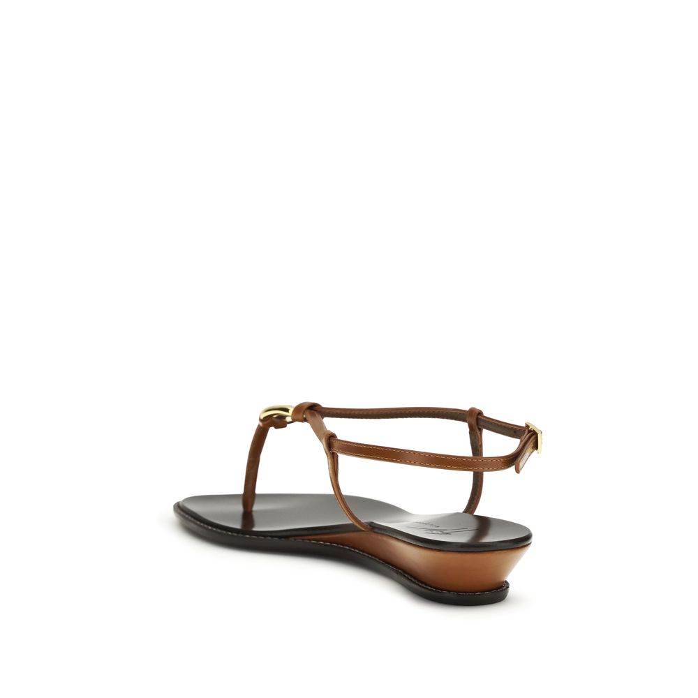 Giuseppe Zanotti Brown Calf Leather Bos Taurus Wedge Sandals