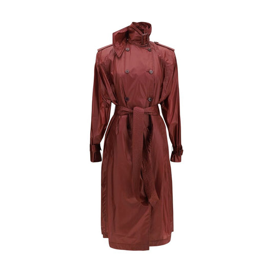 Saint Laurent Bordeaux Polyamide Trench Coat