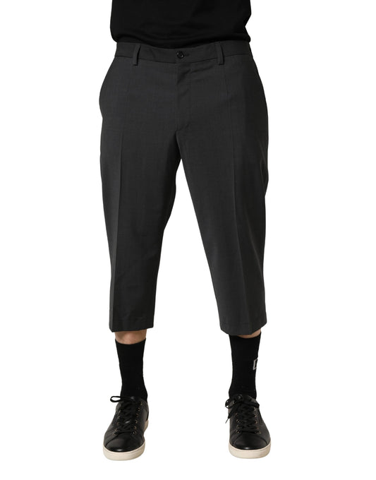 Dolce & Gabbana Dark Gray Wool Cropped Chino Trouser Pants