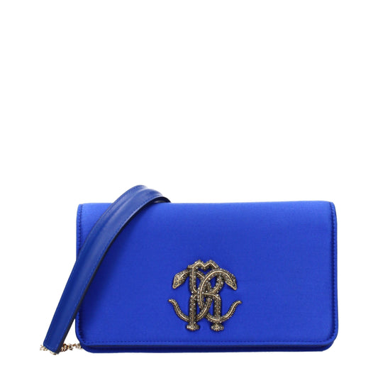Roberto Cavalli Blue Satin Clutch Bag