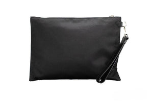 Versace Large Black Nylon Fabric Medusa Convertible Pouch Clutch Wristlet Bag