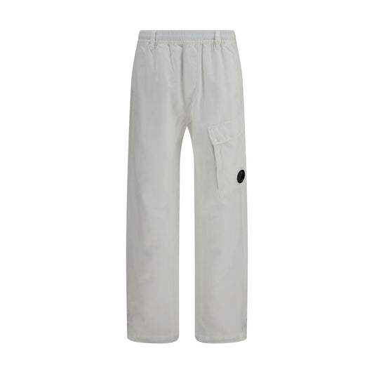 C.P. Company White Cotton Cargo Pants