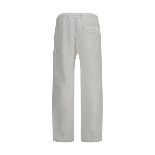 C.P. Company White Cotton Cargo Pants