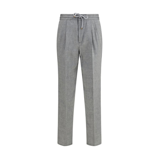 Brunello Cucinelli Gray Linen Casual Pants
