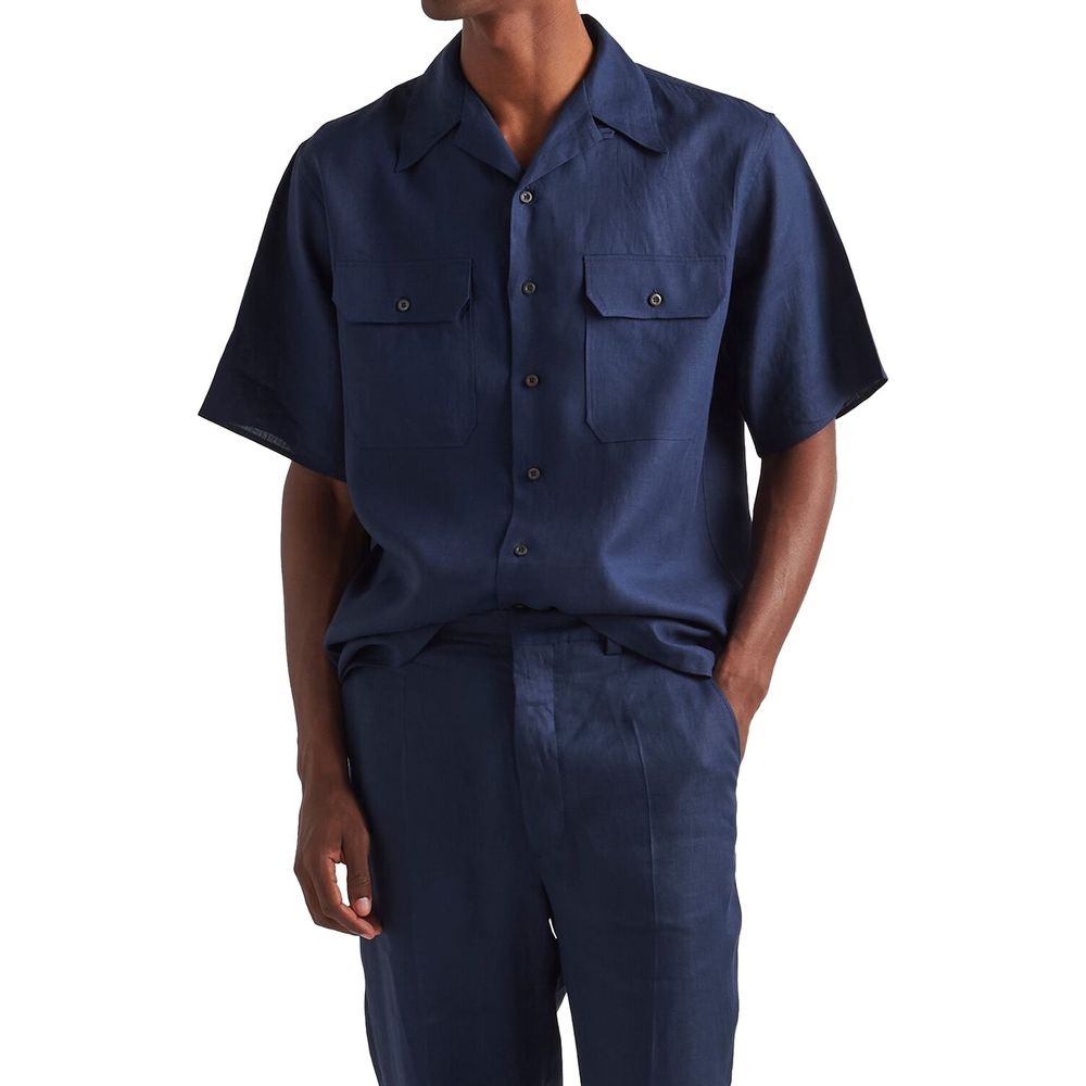 Prada Blue Linen Shortsleeve Shirt