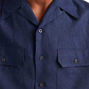 Prada Blue Linen Shortsleeve Shirt