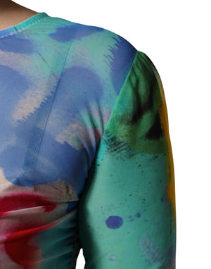 Dolce & Gabbana Multicolor Graffiti Print Tulle Sheath Midi Dress