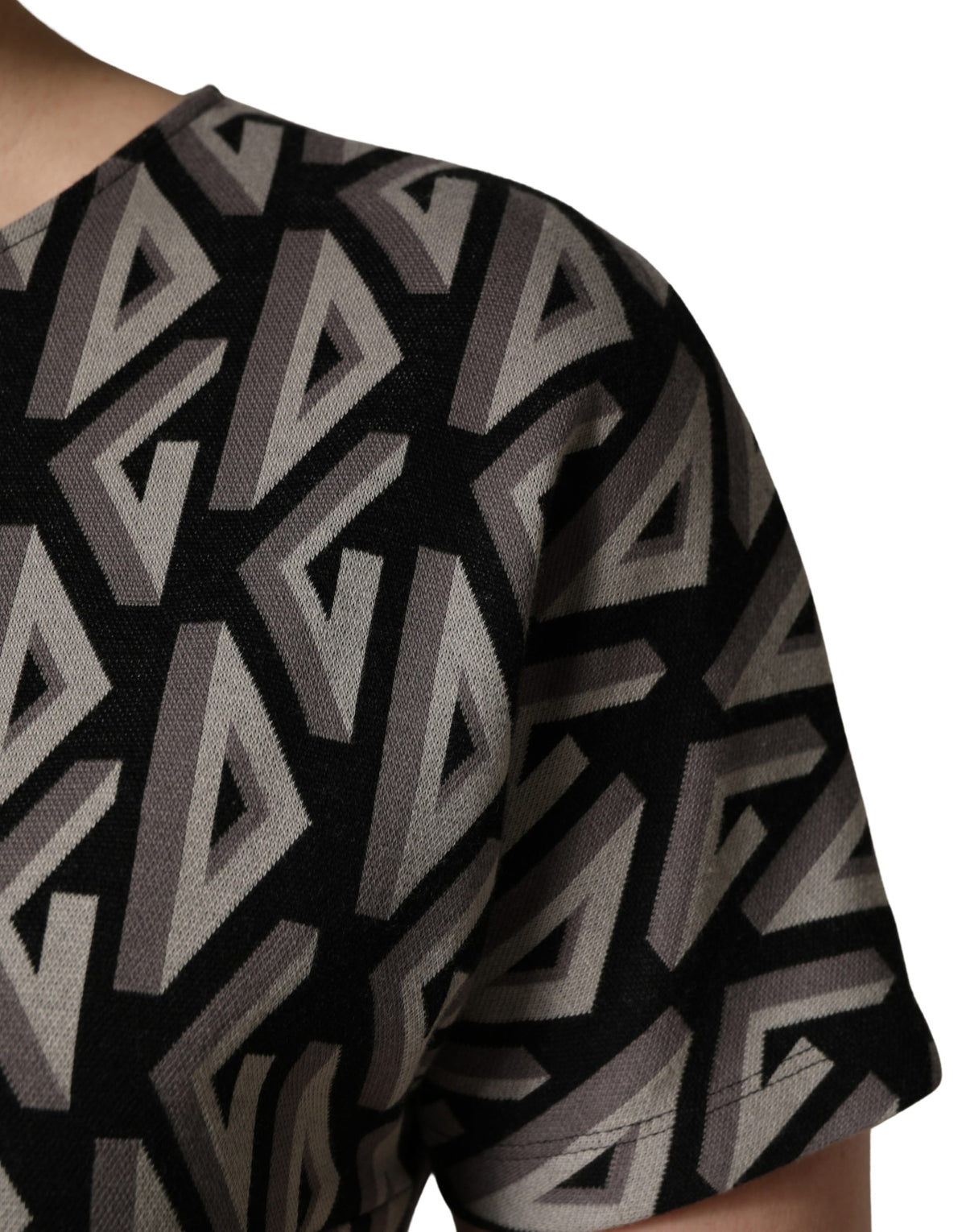 Dolce & Gabbana Black Logo Print Cotton Knee Length Dress