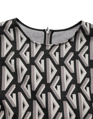 Dolce & Gabbana Black Logo Print Cotton Knee Length Dress