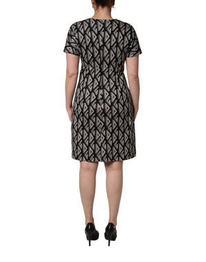 Dolce & Gabbana Black Logo Print Cotton Knee Length Dress