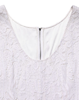 Dolce & Gabbana White Floral Lace Sleeveless Midi Dress