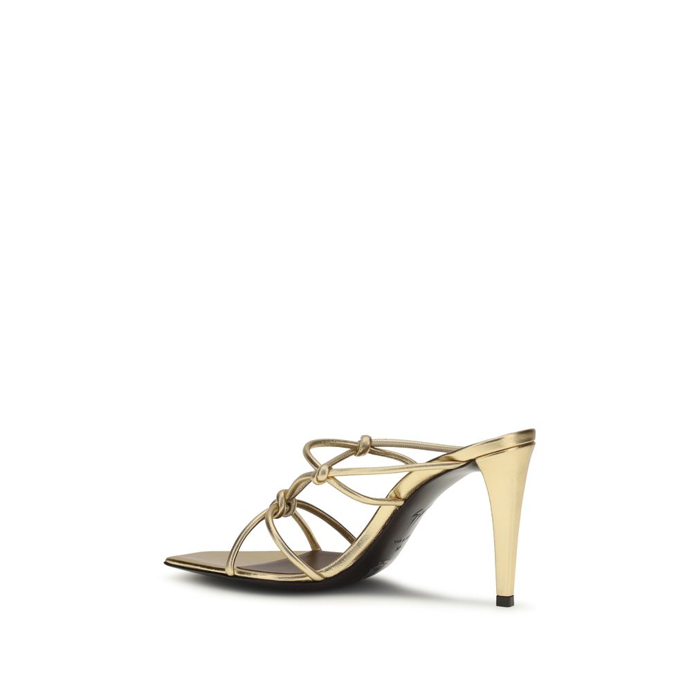 Giuseppe Zanotti Gold Calf Leather Bos Taurus Stiletto Heel Sandals