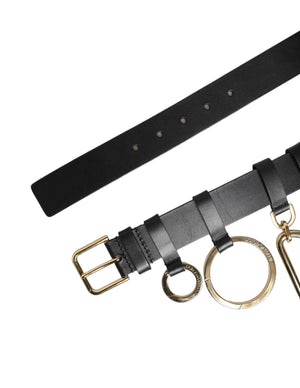 Dolce & Gabbana Black Calf Leather Gold Metal Buckle Men Belt
