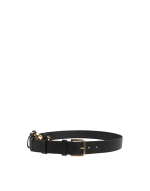 Dolce & Gabbana Black Calf Leather Gold Metal Buckle Men Belt