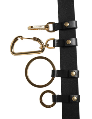 Dolce & Gabbana Black Calf Leather Gold Metal Buckle Men Belt