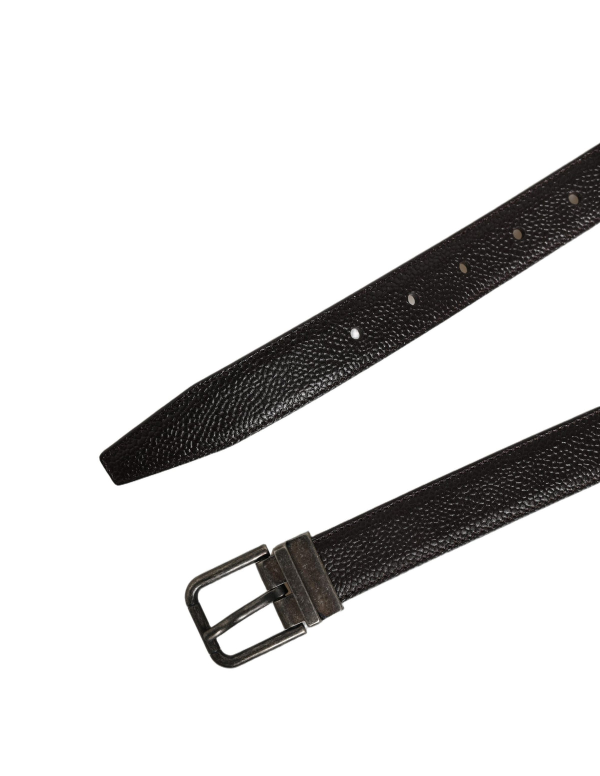 Dolce & Gabbana Brown Calf Leather Vintage Style Silver Buckle Belt