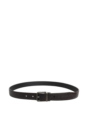 Dolce & Gabbana Brown Calf Leather Vintage Style Silver Buckle Belt
