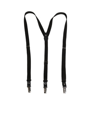 Dolce & Gabbana Black Cotton Leather Elastic Y-back Metal Clips Suspender