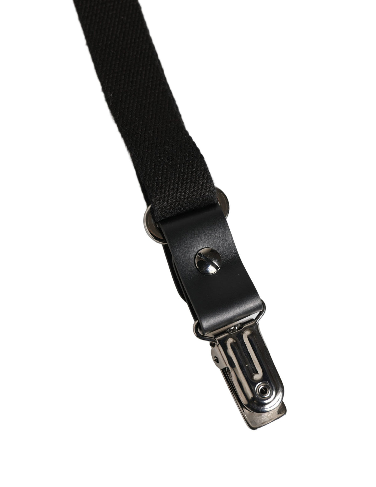 Dolce & Gabbana Black Cotton Leather Elastic Y-back Metal Clips Suspender
