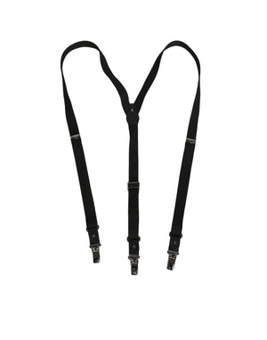 Dolce & Gabbana Black Cotton Leather Elastic Y-back Metal Clips Suspender
