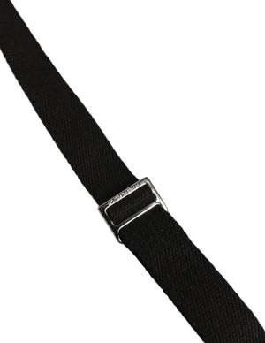 Dolce & Gabbana Black Cotton Leather Elastic Y-back Metal Clips Suspender