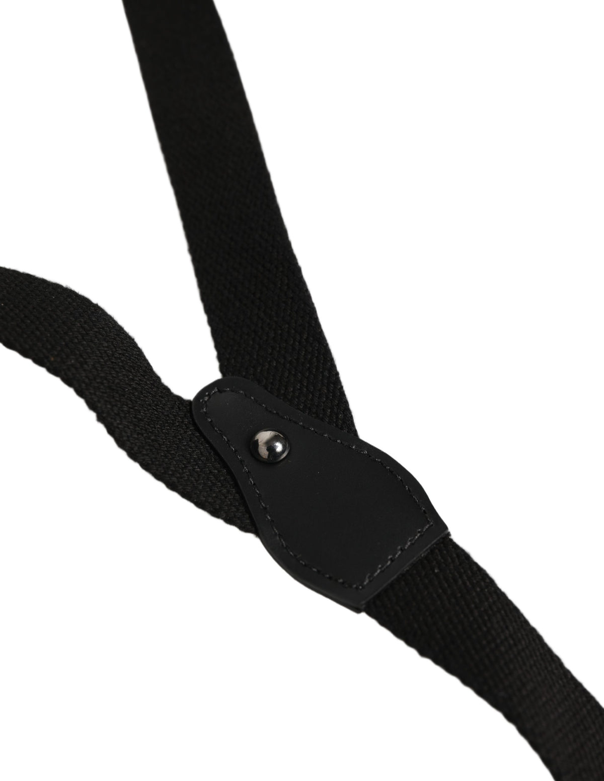 Dolce & Gabbana Black Cotton Leather Elastic Y-back Metal Clips Suspender