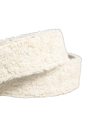 Dolce & Gabbana White Cotton Fleece DG Logo Metal Buckle Belt